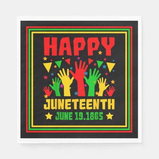 Happy Juneteenth Black Red Green Yellow Hands Pap Serviette (Vorderseite)
