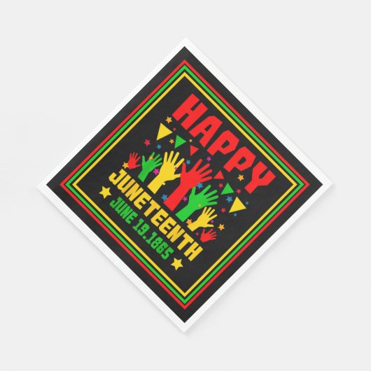 Happy Juneteenth Black Red Green Yellow Hands Pap Serviette (Ecke)