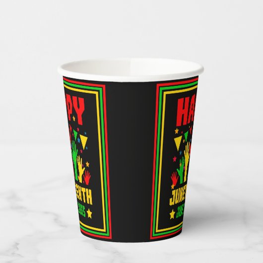 Happy Juneteenth Black Red Green Yellow Hands Pappbecher (Links)