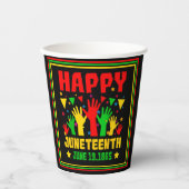 Happy Juneteenth Black Red Green Yellow Hands Pappbecher (Vorderseite)