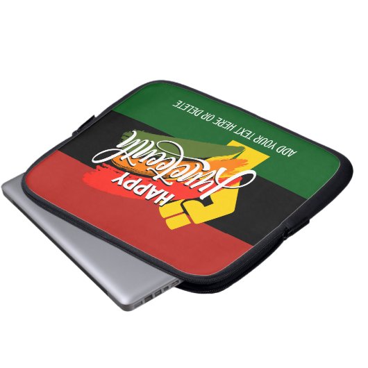 HAPPY JUNETEENTH Pan African Laptopschutzhülle (Vorne Knopf)