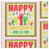 Happy Juneteenth Red Green Yellow Hands Stoff (Nahaufnahme)