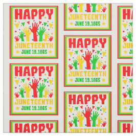 Happy Juneteenth Red Green Yellow Hands Stoff