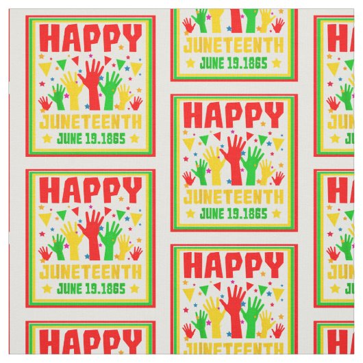 Happy Juneteenth Red Green Yellow Hands Stoff (Muster)