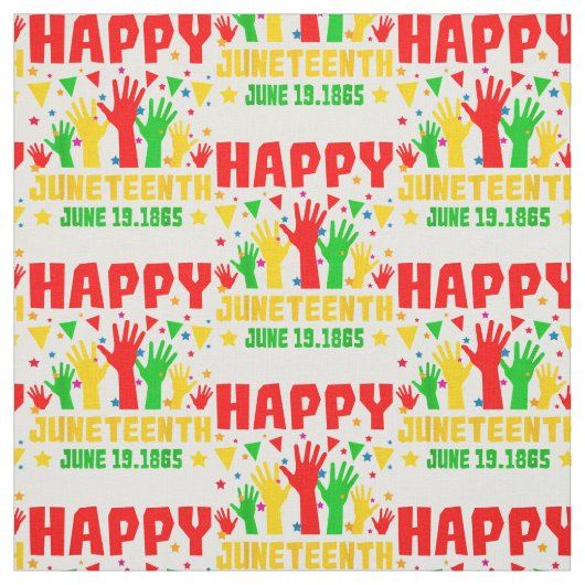 Happy Juneteenth Red Green Yellow Hands  Stoff (Muster)