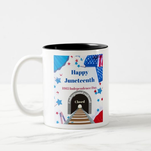 Happy Juneteenth Zweifarbige Tasse (Links)