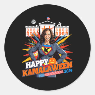 Happy Kamalaween Kamala Harris Halloween Cat Ladie Runder Aufkleber