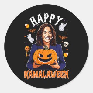Happy Kamalaween Pumpkin Harris Halloween Usa Elec Runder Aufkleber