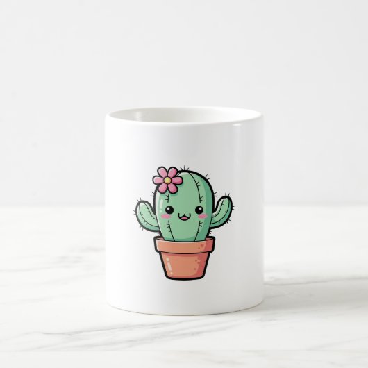 Happy Kawaii Cactus – Cute Illustration Kaffeetasse (Mittel)