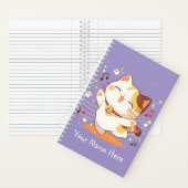 Happy Kawaii Calico Cat Dancing to Music Notizblock (Innen)