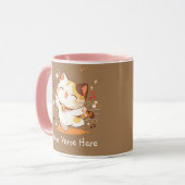 Happy Kawaii Calico Cat Dancing to Music Tasse (Vorderseite Links)