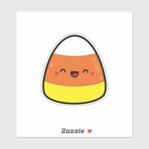 Happy Kawaii Candy Corn zu Halloween Aufkleber