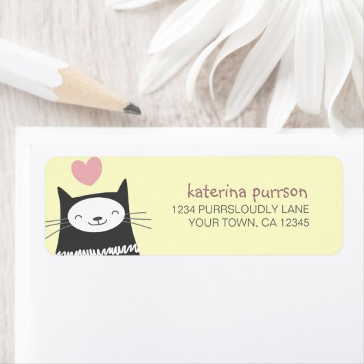 Happy Kawaii Cat Rücksendeadresse (Insitu)