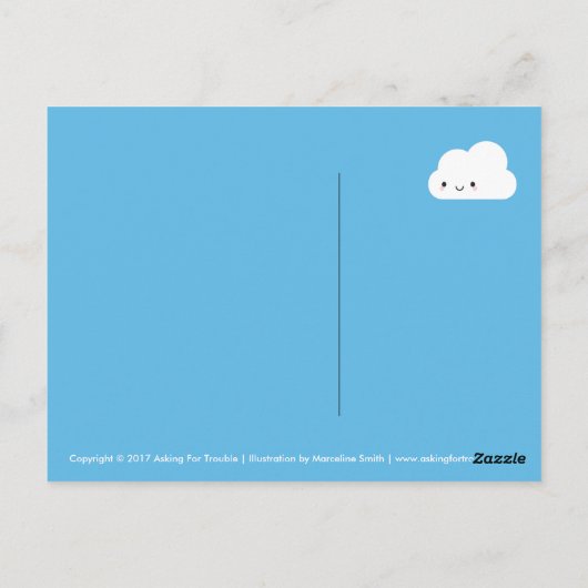 Happy Kawaii Cloud Postkarte (Rückseite)