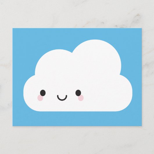 Happy Kawaii Cloud Postkarte (Vorderseite)