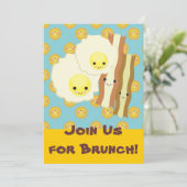 Happy-kawaii Eier Frühstücksbüffet Einladung (Stehend Vorderseite)