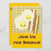 Happy-kawaii Eier Frühstücksbüffet Einladung (Vorne/Hinten)