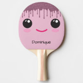 Happy Kawaii Face Imitate Glitzer Anpassbarer Name Tischtennis Schläger (Vorderseite)