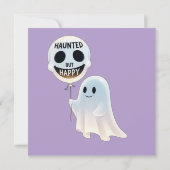 Happy Kawaii Ghost with Skull Balloon Einladung (Rückseite)