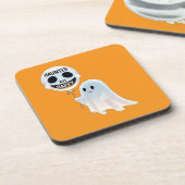 Happy Kawaii Ghost with Skull Balloon Getränkeuntersetzer (Linke Seite)