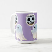 Happy Kawaii Ghost with Skull Balloon Kaffeetasse (Vorderseite Links)