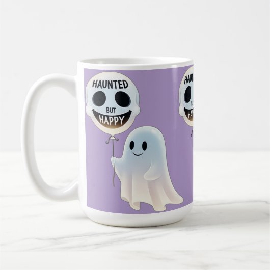 Happy Kawaii Ghost with Skull Balloon Kaffeetasse (Links)