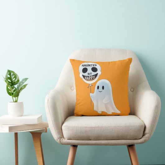 Happy Kawaii Ghost with Skull Balloon Kissen (Stuhl )