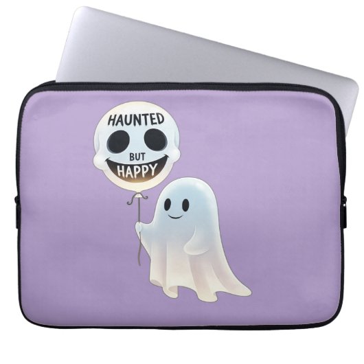 Happy Kawaii Ghost with Skull Balloon Laptopschutzhülle (Vorderseite)
