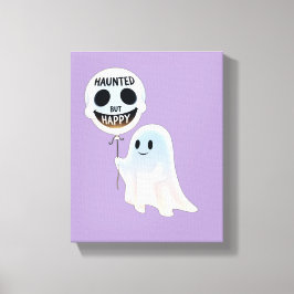 Happy Kawaii Ghost with Skull Balloon Leinwanddruck
