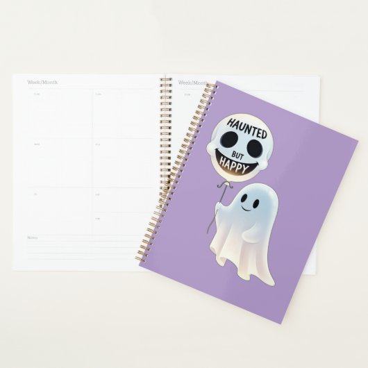 Happy Kawaii Ghost with Skull Balloon Planer (Anzeige)