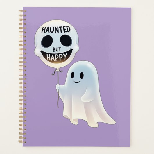 Happy Kawaii Ghost with Skull Balloon Planer (Vorderseite)