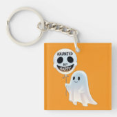Happy Kawaii Ghost with Skull Balloon Schlüsselanhänger (Vorderseite)