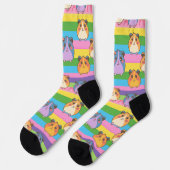 Happy Kawaii Hamsters - Playful Stripes Rainbow Socken (Linkes Detail)