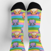 Happy Kawaii Hamsters - Playful Stripes Rainbow Socken (Oben)
