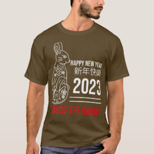 Happy Kawaii Jahr des Kaninchens 2023 Chinesisches T-Shirt