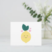 Happy Kawaii Lemon Postkarte (Stehend Vorderseite)
