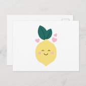 Happy Kawaii Lemon Postkarte (Vorne/Hinten)