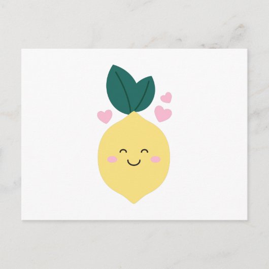 Happy Kawaii Lemon Postkarte (Vorderseite)