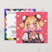 Happy Kawaii Party Theme Einladung (Vorne/Hinten)
