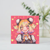 Happy Kawaii Party Theme Einladung (Stehend Vorderseite)
