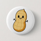 Happy Kawaii Peanut Cartoon – Cute Smiling Nut  Button (Vorderseite)