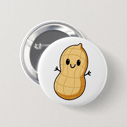 Happy Kawaii Peanut Cartoon – Cute Smiling Nut  Button (Vorne & Hinten)