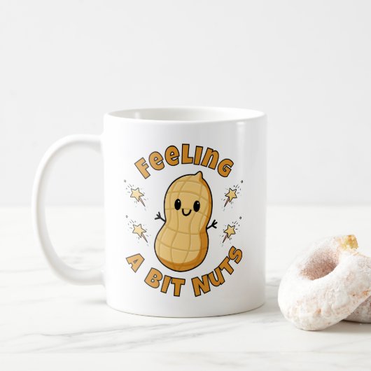 Happy Kawaii Peanut Cartoon - Gefühl ein bisschen  Kaffeetasse (Mit Donut)