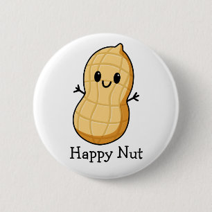 Happy Kawaii Peanut Cartoon - Niedliche Lächelnuss Button