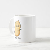 Happy Kawaii Peanut Cartoon - Niedliche Lächelnuss Kaffeetasse (Vorderseite Links)