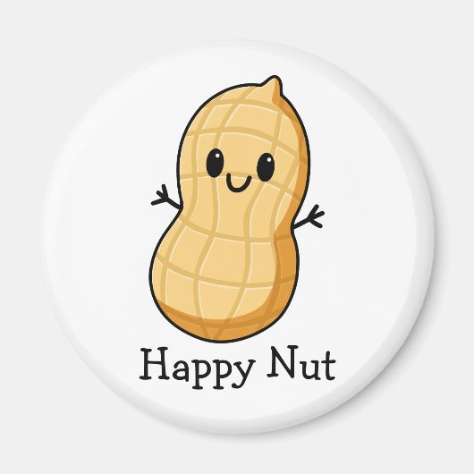 Happy Kawaii Peanut Cartoon - Niedliche Lächelnuss Magnet (Vorne)