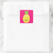 Happy Kawaii Pineaple Quadratischer Aufkleber (Tasche)