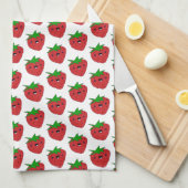 Happy Kawaii Strawberry Geschirrtuch (Viertel Falte)