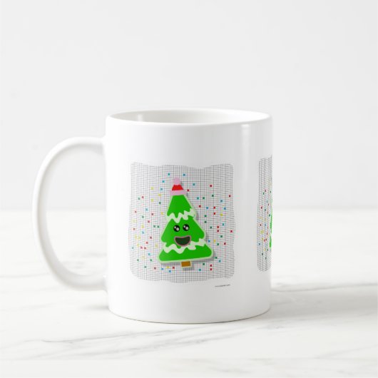 Happy Kawaii Style Christmas Tree Cartoon Kaffeetasse (Links)