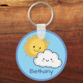 Happy Kawaii Sun und Cloud Personalisierter Schlüs Schlüsselanhänger (Vorderseite)